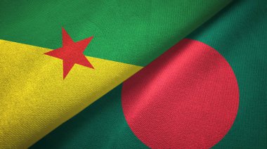 Fransız Guyanası ve Bangladeş iki bayrak tekstil kumaşı, kumaş dokusu