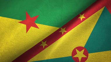 Fransız Guyanası ve Grenada iki bayraklı kumaş, kumaş dokusu