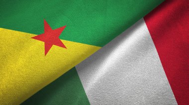 Fransız Guyanası ve İtalya iki bayraklı kumaş, kumaş dokusu