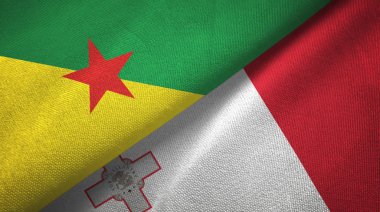 Fransız Guyanası ve Malta iki bayraklı kumaş, kumaş dokusu