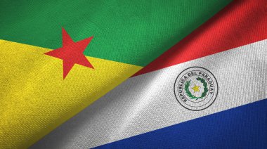 Fransız Guyanası ve Paraguay iki bayraklı kumaş, kumaş dokusu