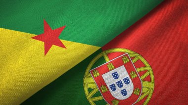 Fransız Guyanası ve Portekiz iki bayraklı kumaş, kumaş dokusu