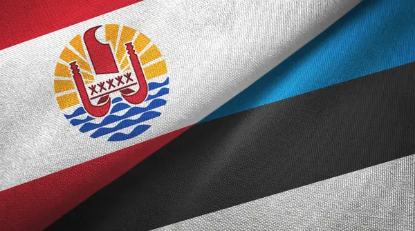 Polinesia Francesa y Estonia dos banderas tela textil, textura de la tela — Foto de Stock