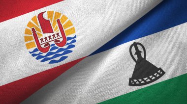 Fransız Polinezyası ve Lesotho iki bayraklı kumaş, kumaş dokusu