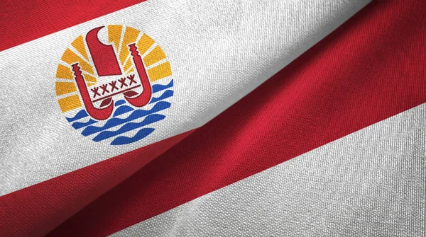 Fransız Polinezyası ve Endonezya iki bayrak tekstil kumaşı, kumaş dokusu — Stok fotoğraf