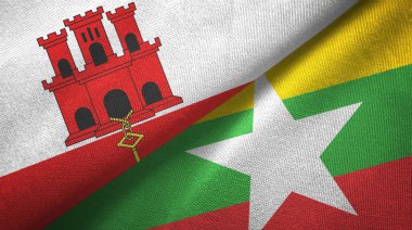 Cebelitarık ve Myanmar iki bayraklı kumaş, kumaş dokusu