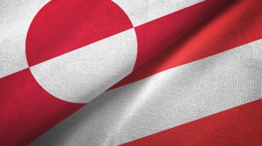 Grönland ve Avusturya iki bayrak tekstil kumaşı, kumaş dokusu