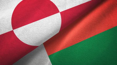 Grönland ve Madagaskar iki bayrak tekstil kumaşı, kumaş dokusu