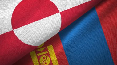 Grönland ve Moğolistan iki bayrak tekstil kumaşı, kumaş dokusu