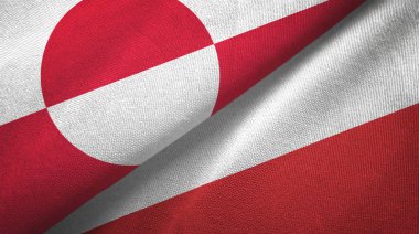 Grönland ve Polonya iki bayraklı kumaş, kumaş dokusu