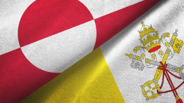 Grönland ve Vatikan iki bayrak tekstil kumaşı, kumaş dokusu