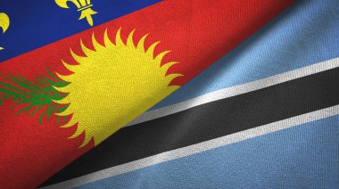 Guadeloupe ve Botswana iki bayraklı kumaş, kumaş dokusu