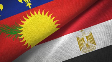 Guadeloupe ve Mısır iki bayraklı kumaş.