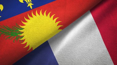 Guadeloupe ve Fransa iki bayraklı kumaş, kumaş dokusu