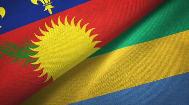 Guadeloupe ve Gabon iki bayraklı kumaş, kumaş dokusu