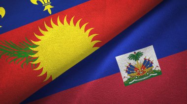 Guadeloupe ve Haiti iki bayraklı kumaş, kumaş dokusu