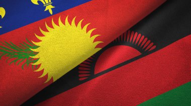 Guadeloupe ve Malawi iki bayraklı kumaş, kumaş dokusu