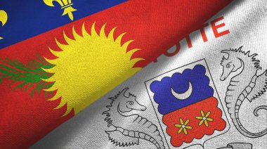 Guadeloupe ve Mayotte iki bayraklı kumaş, kumaş dokusu