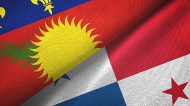 Guadeloupe ve Panama iki bayraklı kumaş, kumaş dokusu