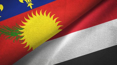 Guadeloupe ve Yemen iki bayraklı kumaş, kumaş dokusu