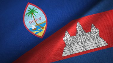 Guam and Cambodia two flags textile cloth, fabric texture