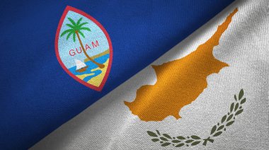 Guam ve Kıbrıs Rum Kesimi iki bayrak tekstil kumaşı, kumaş dokusu
