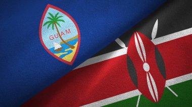 Guam ve Kenya iki bayrak tekstil kumaşı, kumaş dokusu