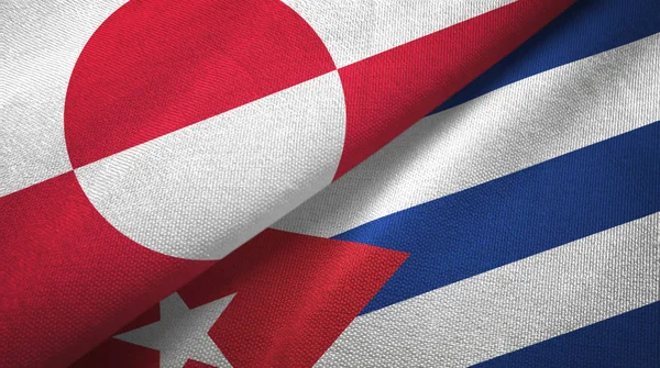 Groenlandia e Cuba due bandiere tessuto, tessitura tessuto — Foto Stock