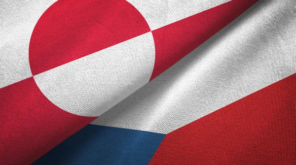 グリーンランドとチェコ共和国2つの国旗の織物、生地の質感 — ストック写真