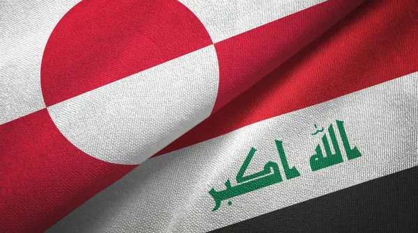 Grönland und Irak zwei Flaggen Textiltuch — Stockfoto