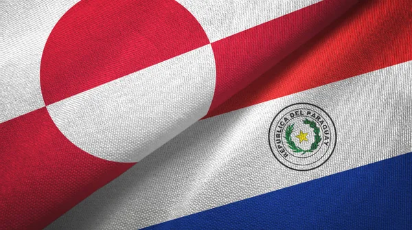 Greenland and Paraguay two flags textile cloth, fabric texture — Stock Photo, Image