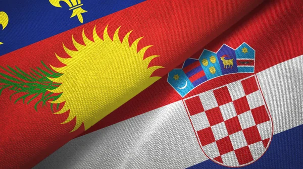 Guadeloupe and Croatia two flags textile cloth, fabric texture
