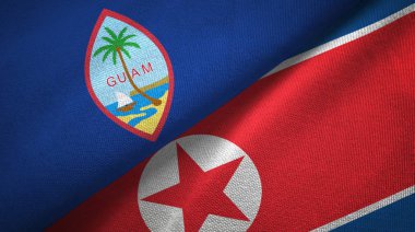 Guam ve Kuzey Kore iki bayrak tekstil kumaşı, kumaş dokusu