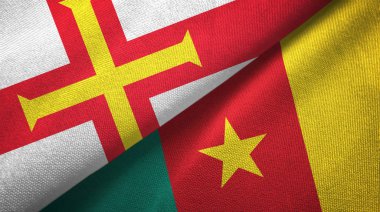 Guernsey ve Kamerun iki bayraklı kumaş, kumaş dokusu