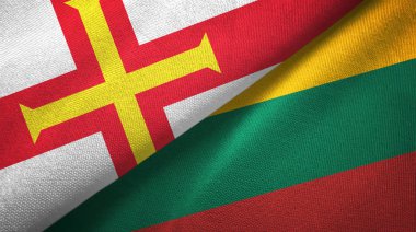 Guernsey ve Litvanya iki bayrak tekstil kumaşı, kumaş dokusu