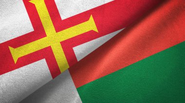 Guernsey ve Madagaskar iki bayraklı kumaş, kumaş dokusu