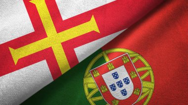 Guernsey ve Portekiz iki bayraklı kumaş, kumaş dokusu