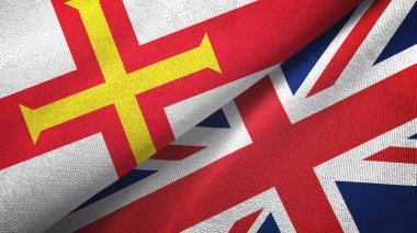 Guernsey ve Birleşik Krallık iki bayraklı kumaş, kumaş dokusu