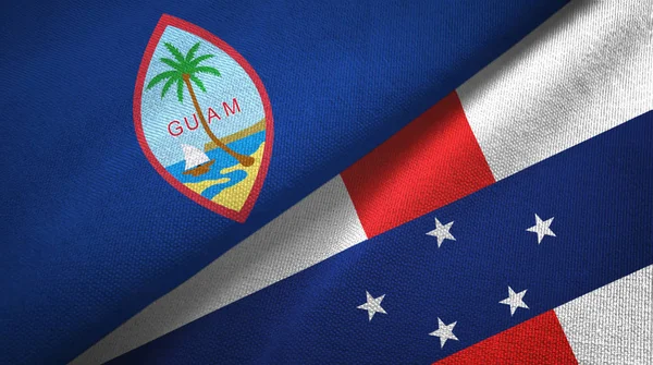 Guam and Netherlands Antilles two flags textile cloth, fabric texture