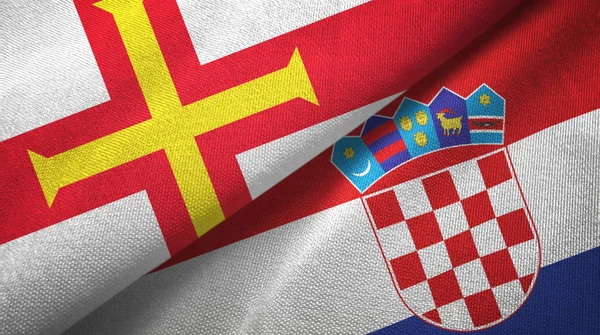 Guernsey and Croatia two flags textile cloth, fabric texture
