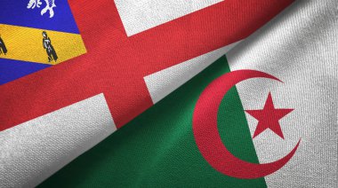 Herm ve Cezayir iki bayraklı kumaş, kumaş dokusu 