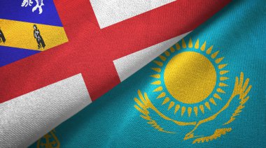 Herm ve Kazakistan iki bayraklı kumaş, kumaş dokusu