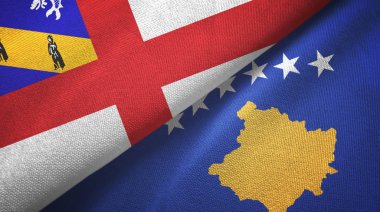 Herm ve Kosova 'da tekstil kumaşı ve kumaş dokusu iki bayrak altında