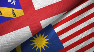 Herm ve Malezya iki bayrak tekstil kumaşı, kumaş dokusu