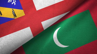 Herm ve Maldivler iki bayrak tekstil kumaşı, kumaş dokusu