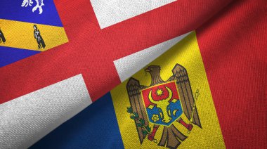 Herm ve Moldova iki bayrak tekstil kumaşı, kumaş dokusu