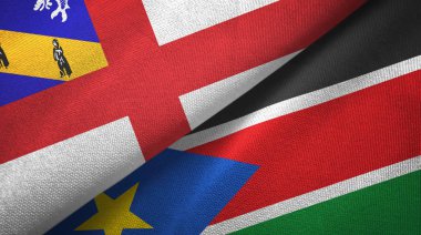 Herm ve Güney Sudan iki bayraklı kumaş, kumaş desenli.