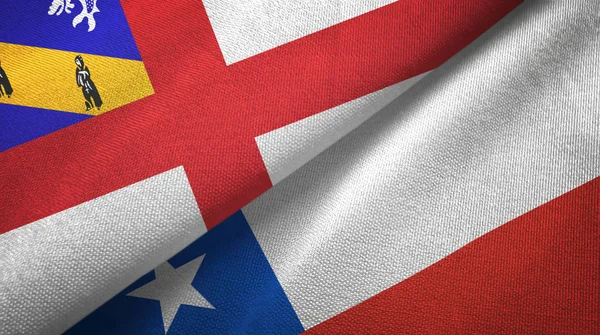 Herm en Chili twee vlaggen textiel doek, stof textuur — Stockfoto