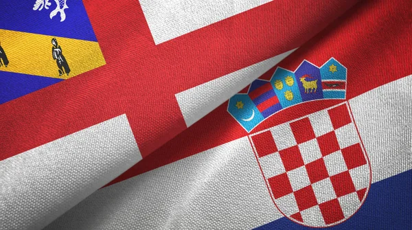 Herm y Croacia dos banderas tela textil, textura de la tela — Foto de Stock