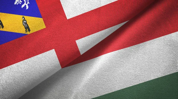 Herm and Hungary two flags textile cloth, fabric texture